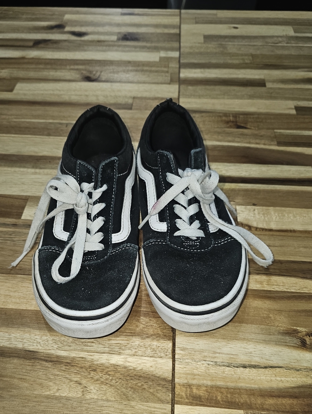 Kids Vans Black Skate-Style Sneakers with White Stripe